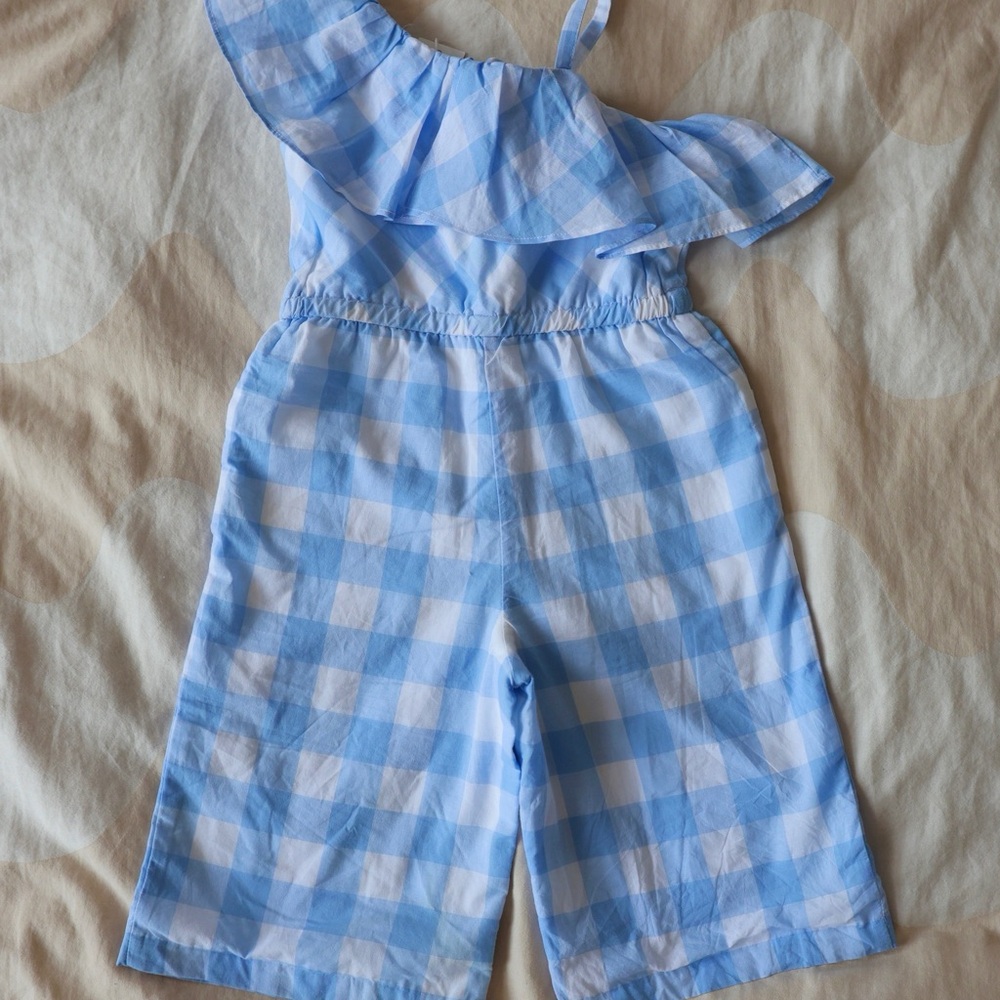 Janie and Jack Light Blue Checkered Romper